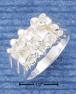 .925 STERLING SILVER CLEAR CZ NUGGET RING SIZE 11