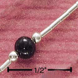 .925 Sterling silver Ankle anklet bracelet onyx 9"