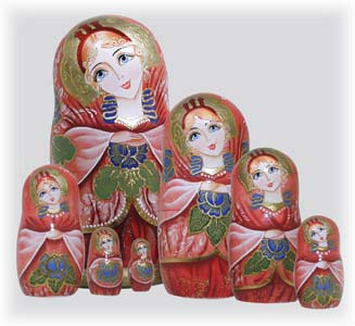 Russian Beauty Matryoshka Doll 7pc./7" RUSSIAN NESTING