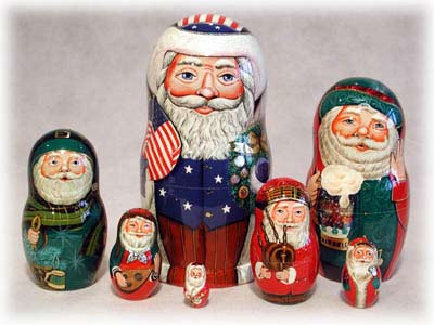 International Santa Doll 7pc./8" Russian Nesting Dolls